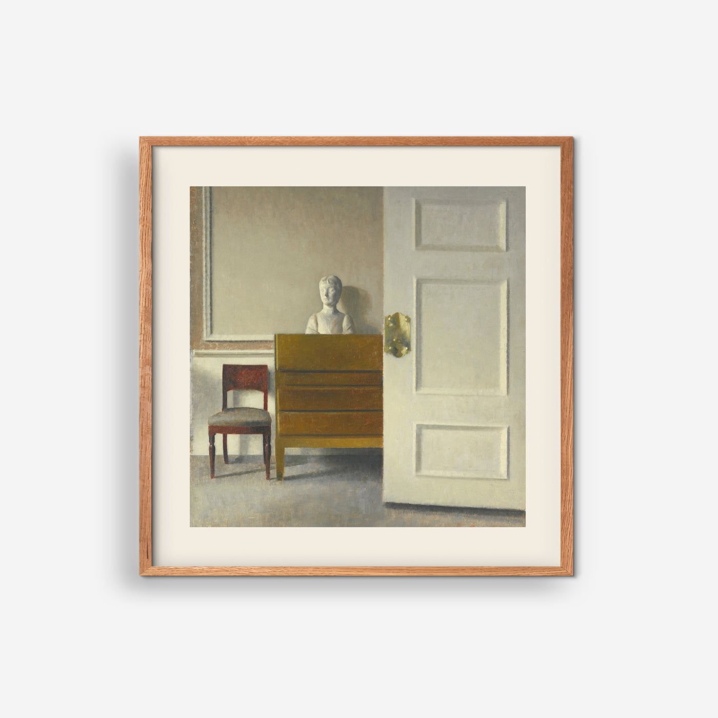 Paa en Mahogni Skrivepult staar en Gibs-Byste - Vilhelm Hammershøi