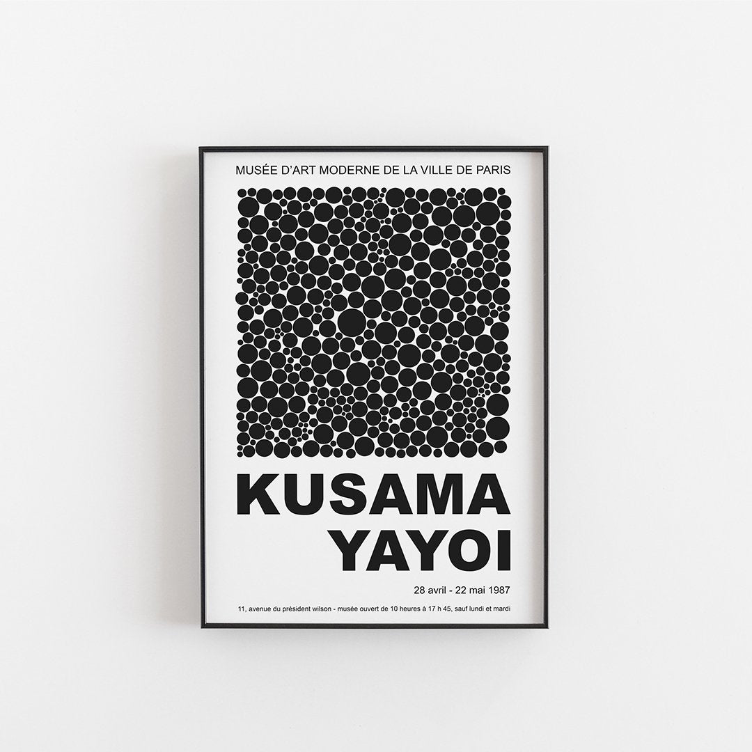 Ausstellungsplakat, schwarz - Yayoi Kusama