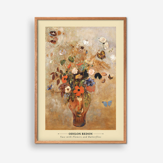 Vase mit Blumen und Schmetterlingen - Odilon Redon 